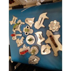 15 Vintage Cookie Cutters Hatchet Santa Clause Lion And More